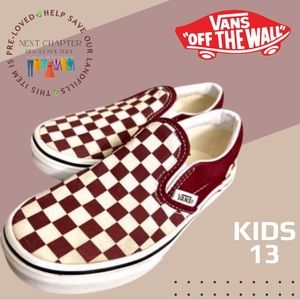 2 for $30 Classic slip on vans, checkerboard kids size 13